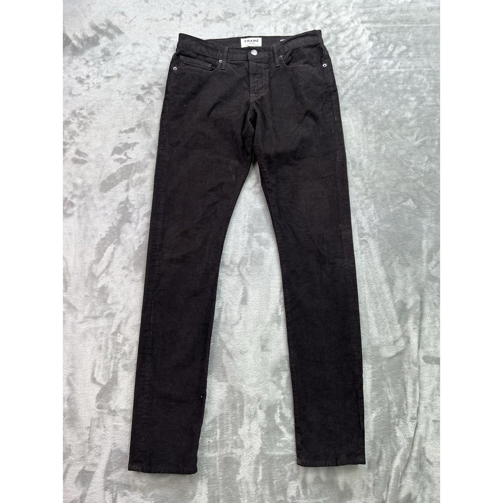 Frame L Homme Slim Corduroy Pants Mens 29x35 Black Mid Rise Straight Leg Stretch